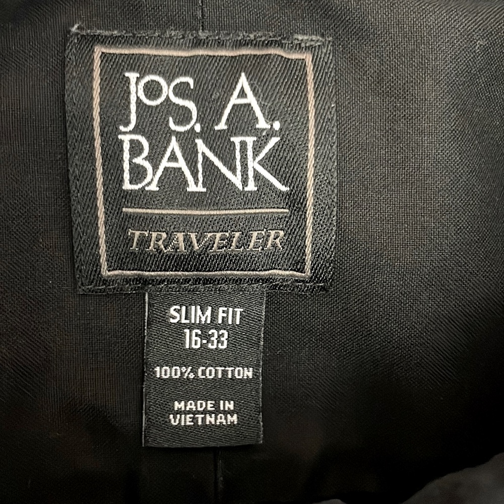 Jos. A Banks LS Black Button down Dress Shirt, Mens 16-33 - Picture 2 of 5